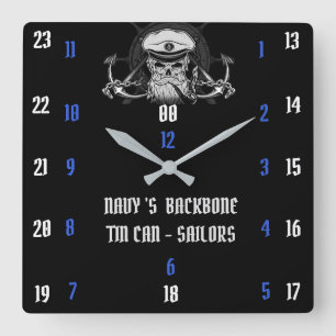 HORLOGE CARRÉE NAVY'S BACKBONE TIN CAN - MARINS