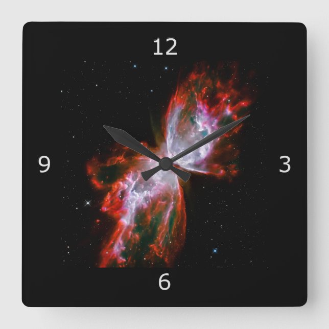 Horloge Carrée Nébuleuse papillon en Scorpie Constellation (Recto)