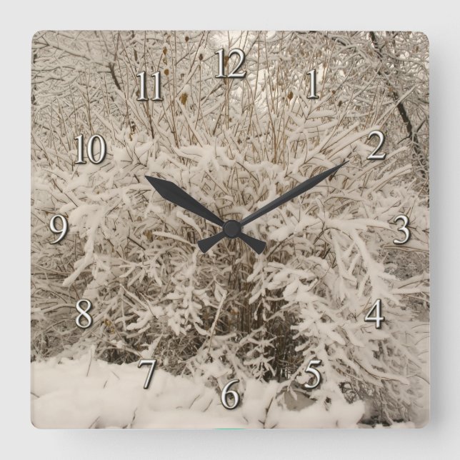 Horloge Carrée neige d'hiver ornement (Recto)