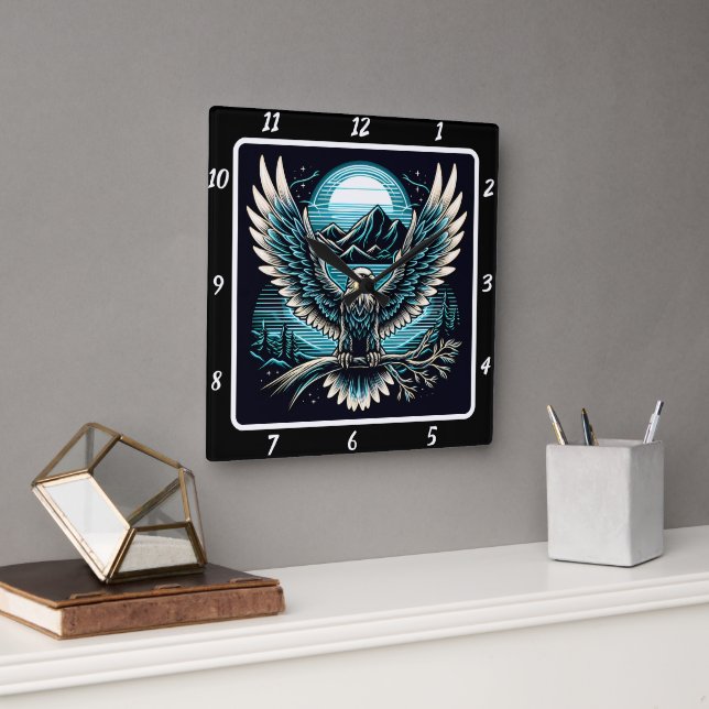 Horloge Carrée Neon Eagle Skyflare (Bureau)