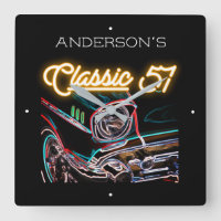 Neon Effect Chevy Classic 1957 Car Name Gold
