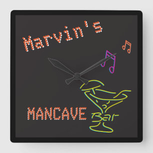 Horloge Carrée Neon Fake Mancave Taverne Deux