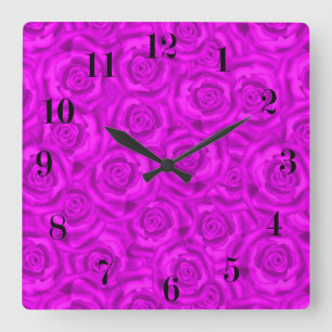 Horloge Carrée néon rose