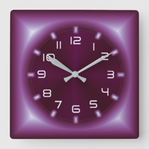 Horloge Carrée Neon rouge moderne
