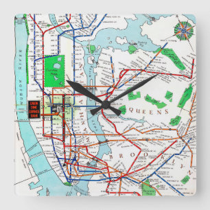Horloge Carrée New York : Souterrain Map, 1940