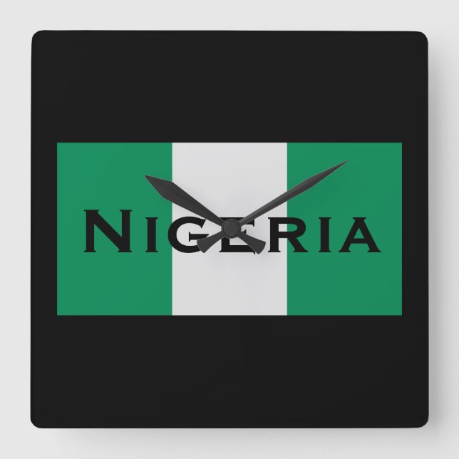 Horloge Carrée Nigeria avec le drapeau nigérian (Afrique de l'Oue (Recto)