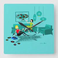 Night Retro Girls In Acrylic Wall Clock