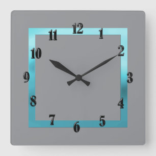 Horloge Carrée N'importe quelle couleur avec bordure Turquoise