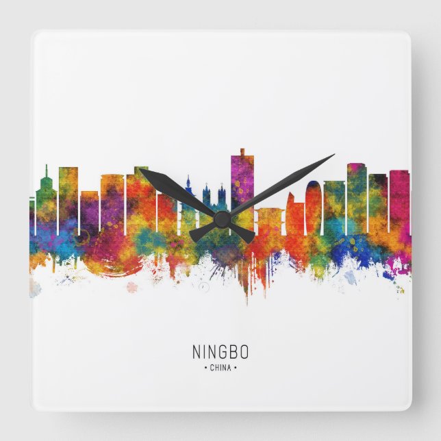 Horloge Carrée Ningbo China Skyline (Recto)