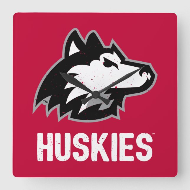 Horloge Carrée NIU Huskies en détresse (Recto)