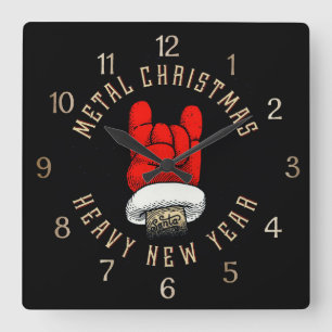 Horloge Carrée Noël en métal lourd