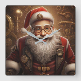 Horloge Carrée Noël père Noël Steampunk
