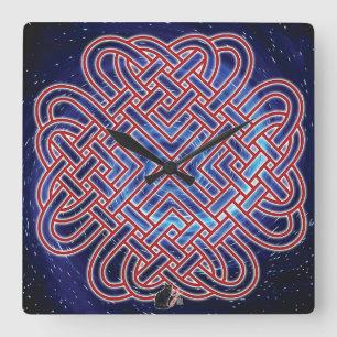 Horloge Carrée Nœud d'amour celtique galactique