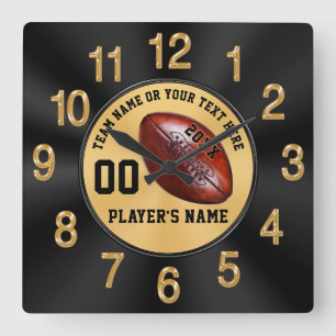 Horloge Carrée Noir et cadeaux supérieurs du football