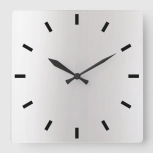 Horloge Carrée Noir minimal d'Ombre de graphite argenté gris
