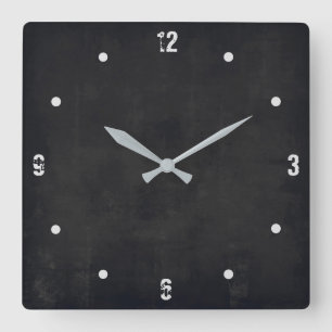 Horloge Carrée Noir moderne Rustique élégant Abstrait