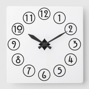 Horloge Carrée Noir propre et simple sur le blanc