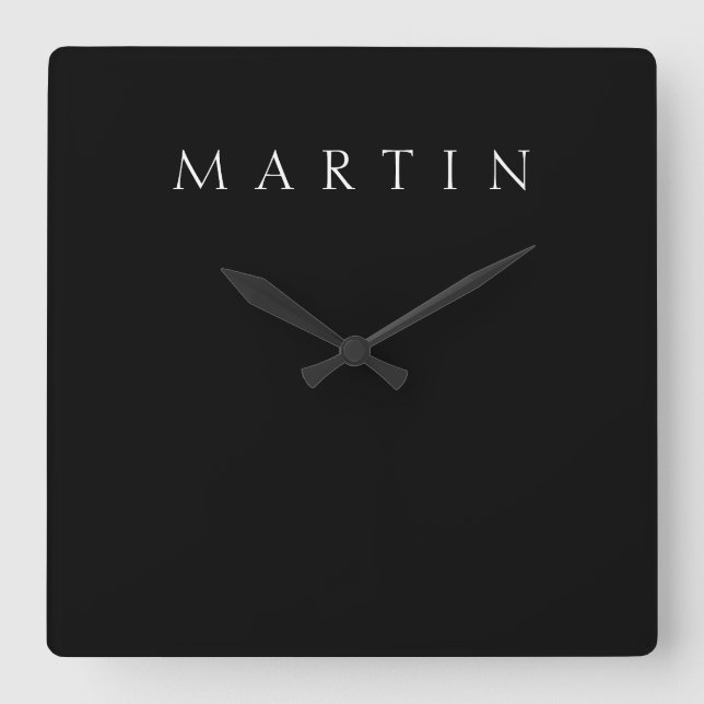 Horloge Carrée Nom classique (ou mot) | Noir et blanc (Recto)