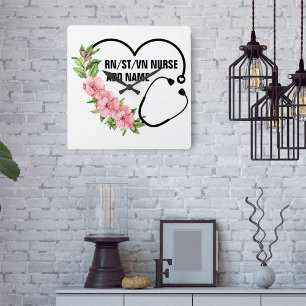 Horloge Carrée Nom de l'infirmière étudiante-inscrite-vétéran