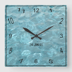Horloge Carrée Nom: Piscine Eau Photo Abstraite d'été