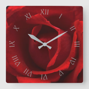 Horloge Carrée Nombre romain de caractères gris rose rouge wccn