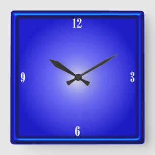 Horloge Carrée Nombres blancs du bleu de cobalt quatre