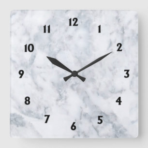 Horloge Carrée Nombres noirs de marbre blancs du regard W