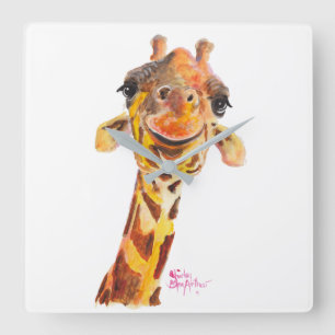 Horloge Carrée Nosey Giraffe ' Jo ' by Shirley MacArthur