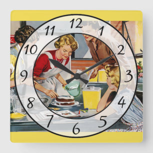 Horloge Carrée Nostalgic Vintage Retro Women Kitchen Clock
