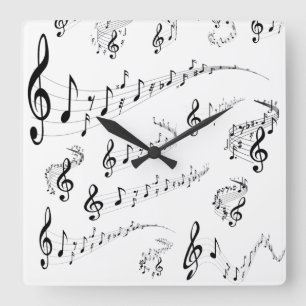 Horloge Carrée Notes musicales