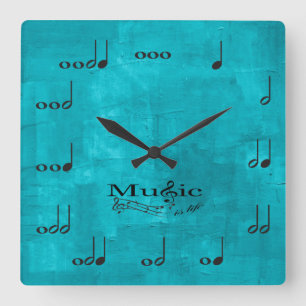 Horloge Carrée Notes personnalisées de musique - la musique est