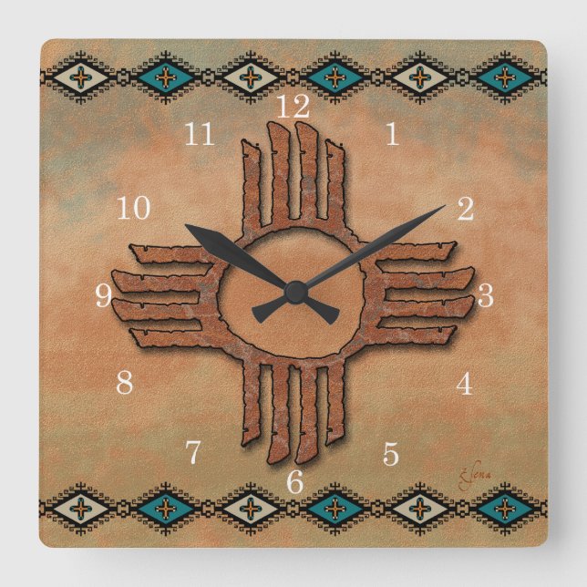 Horloge Carrée Nouveau-Mexique Zia (Recto)