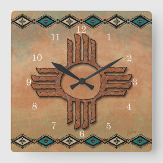 Horloge Carrée Nouveau-Mexique Zia