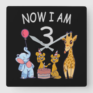 Horloge Carrée Now I le 3e jour du Birthday