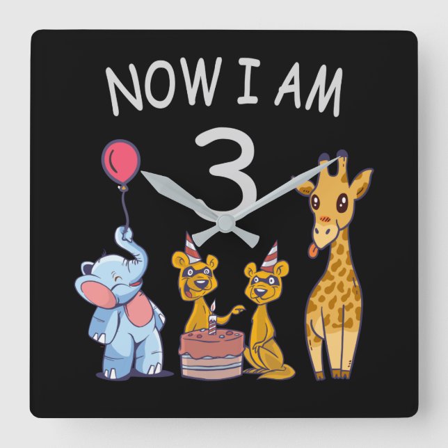 Horloge Carrée Now I le 3e jour du Birthday (Recto)