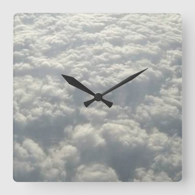 HORLOGE CARRÉE NUAGES DE FLUFFE BLANC (Recto)