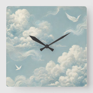 Horloge Carrée Nuages éthérés