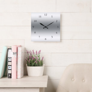 Horloge Carrée Nuances abstraites modernes d'argent et de