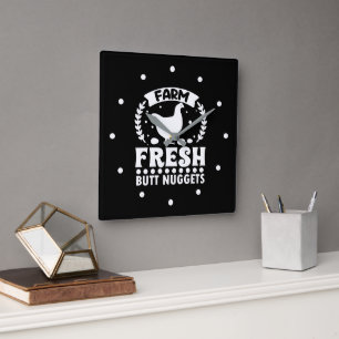 Horloge Carrée Nuggets de Fesse Fraîchement de la Ferme