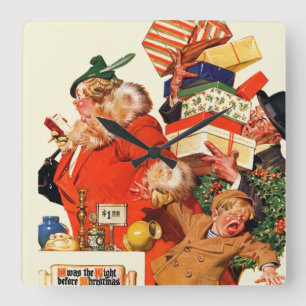 Horloge Carrée Nuit avant Noël