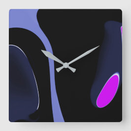 Horloge Carrée Nuit de la Comète : Bleu Abstrait, Violet & Noir