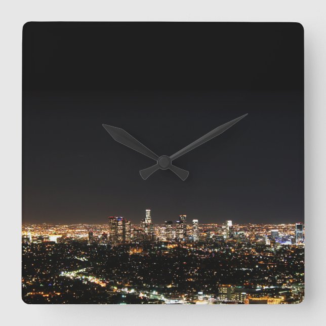 Horloge Carrée Nuit de Los Angeles (Recto)