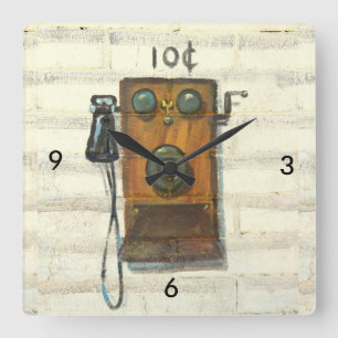 Horloge Carrée Numbered antique pay phone wall clock