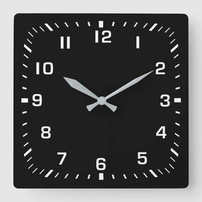Horloge Carrée Numéro de Carré blanc Facebook en noir (Recto)