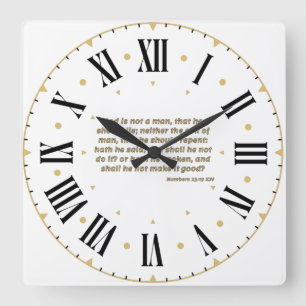 Horloge Carrée Numéros 23:19 KJV Bible Verse Roman Numéros