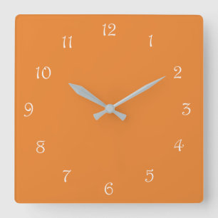 Horloge Carrée Numéros de script blanc sur wccnt orange
