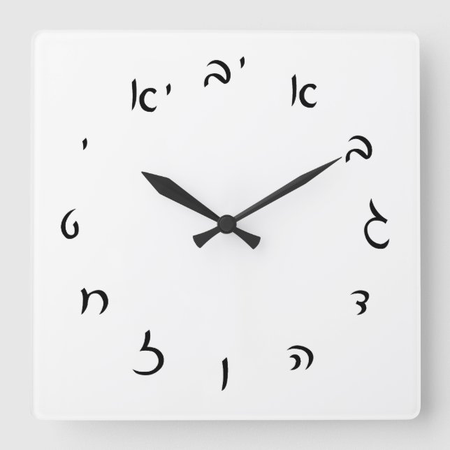 Horloge Carrée Numéros de script hébreu (Recto)