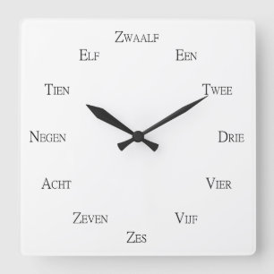 Horloge Carrée Numéros hollandais Apprentissage des langues Perso