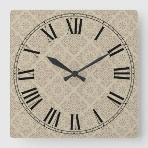 Horloge Carrée Numéros romains à visage floral