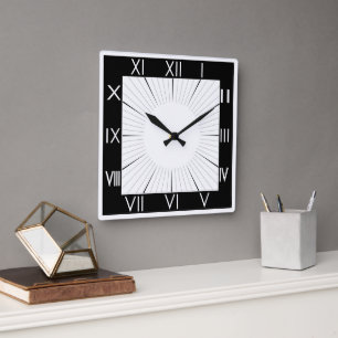 Horloge Carrée Numéros romains Motifs vintages Arrière - plan noi